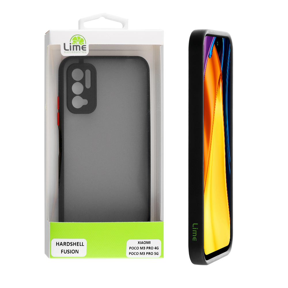 LIME ΘΗΚΗ XIAOMI POCO M3 PRO 4G/POCO M3 PRO 5G 6.5" HARDSHELL FUSION FULL CAMERA PROTECTION BLACK WITH RED KEYS