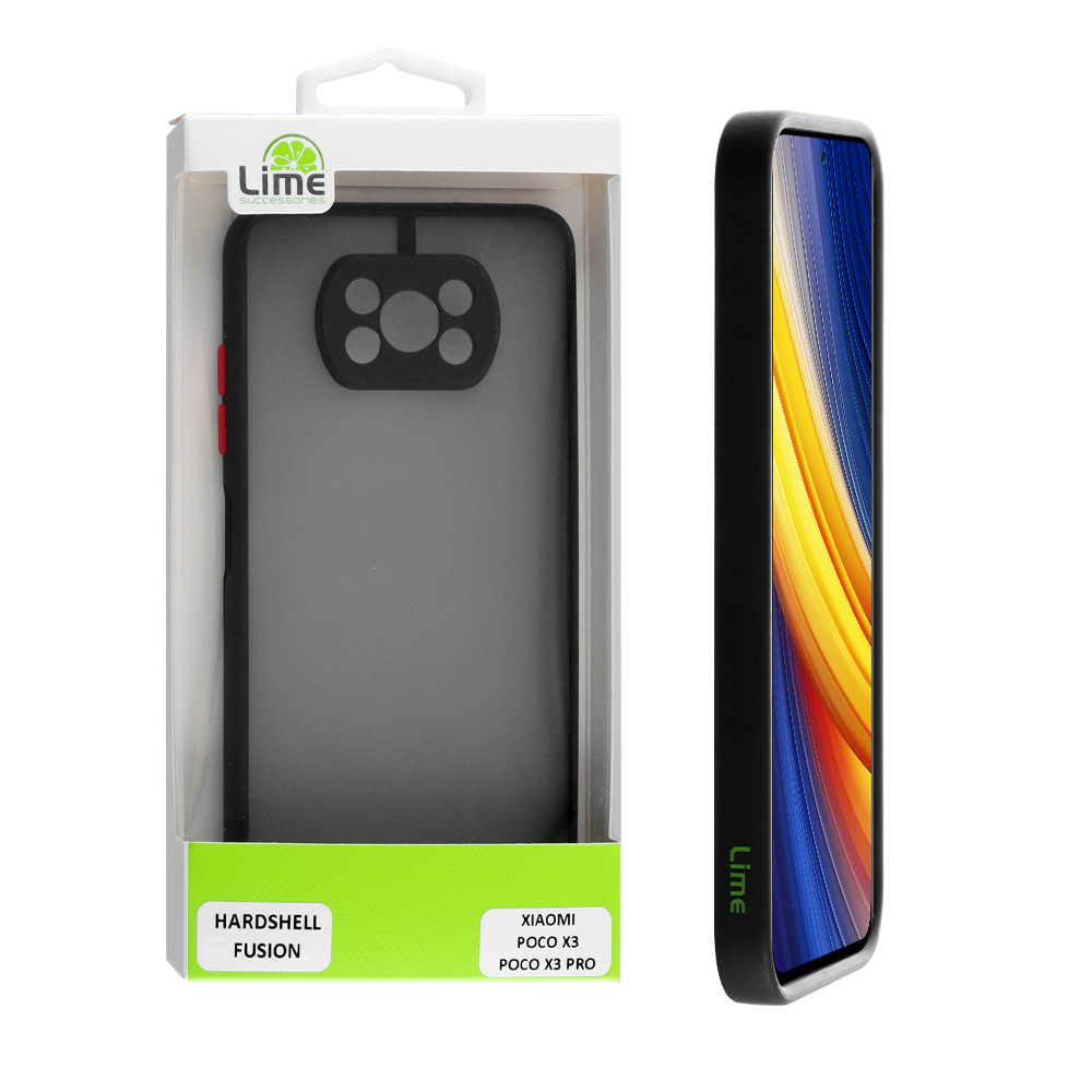 LIME ΘΗΚΗ XIAOMI POCO X3/POCO X3 PRO 6.67" HARDSHELL FUSION FULL CAMERA PROTECTION BLACK WITH RED KEYS