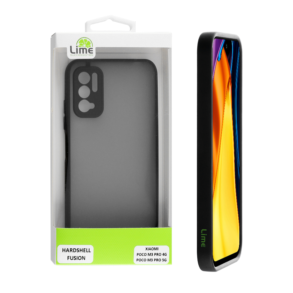 LIME ΘΗΚΗ XIAOMI POCO M3 PRO 4G/POCO M3 PRO 5G 6.5" HARDSHELL FUSION FULL CAMERA PROTECTION BLACK WITH BLACK KEYS