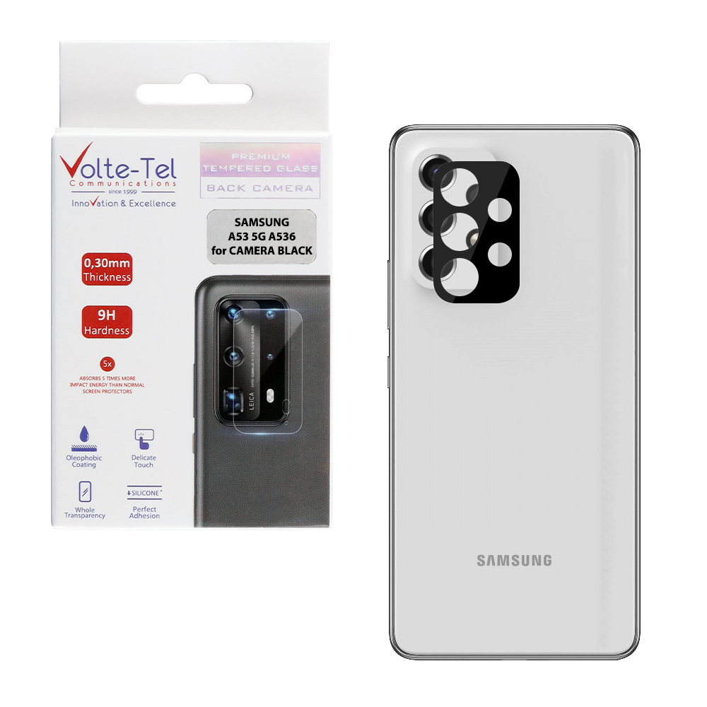 VOLTE-TEL TEMPERED GLASS SAMSUNG A53 5G A536 6.5" 9H 0.25mm 3D CURVED FOR CAMERA BLACK