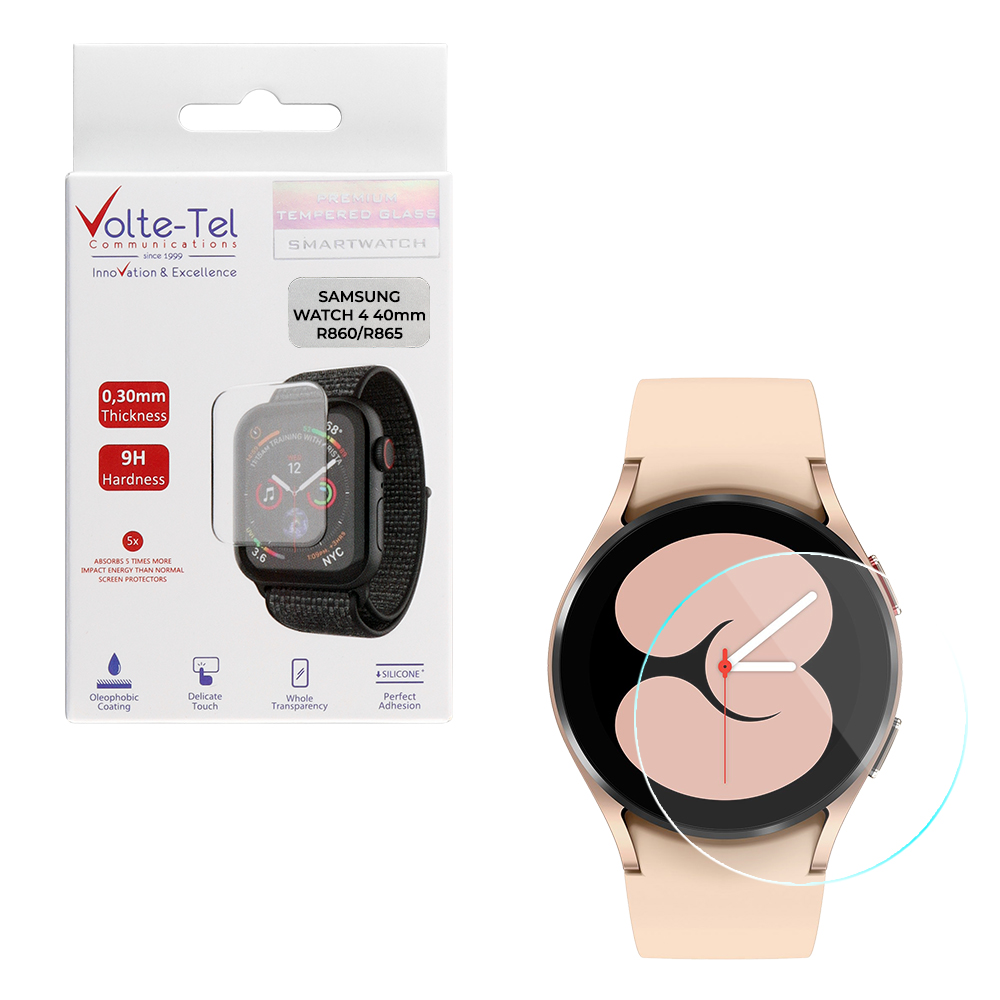 VOLTE-TEL TEMPERED GLASS SAMSUNG WATCH 4 40mm R860/R865 1.20" 9H 0.30mm 2.5D FULL GLUE FULL COVER