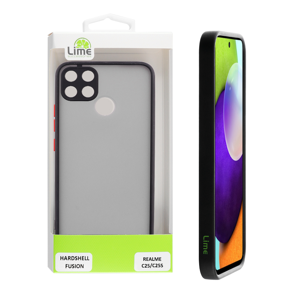 LIME ΘΗΚΗ REALME C25/C25S 6.5" HARDSHELL FUSION FULL CAMERA PROTECTION BLACK WITH RED KEYS