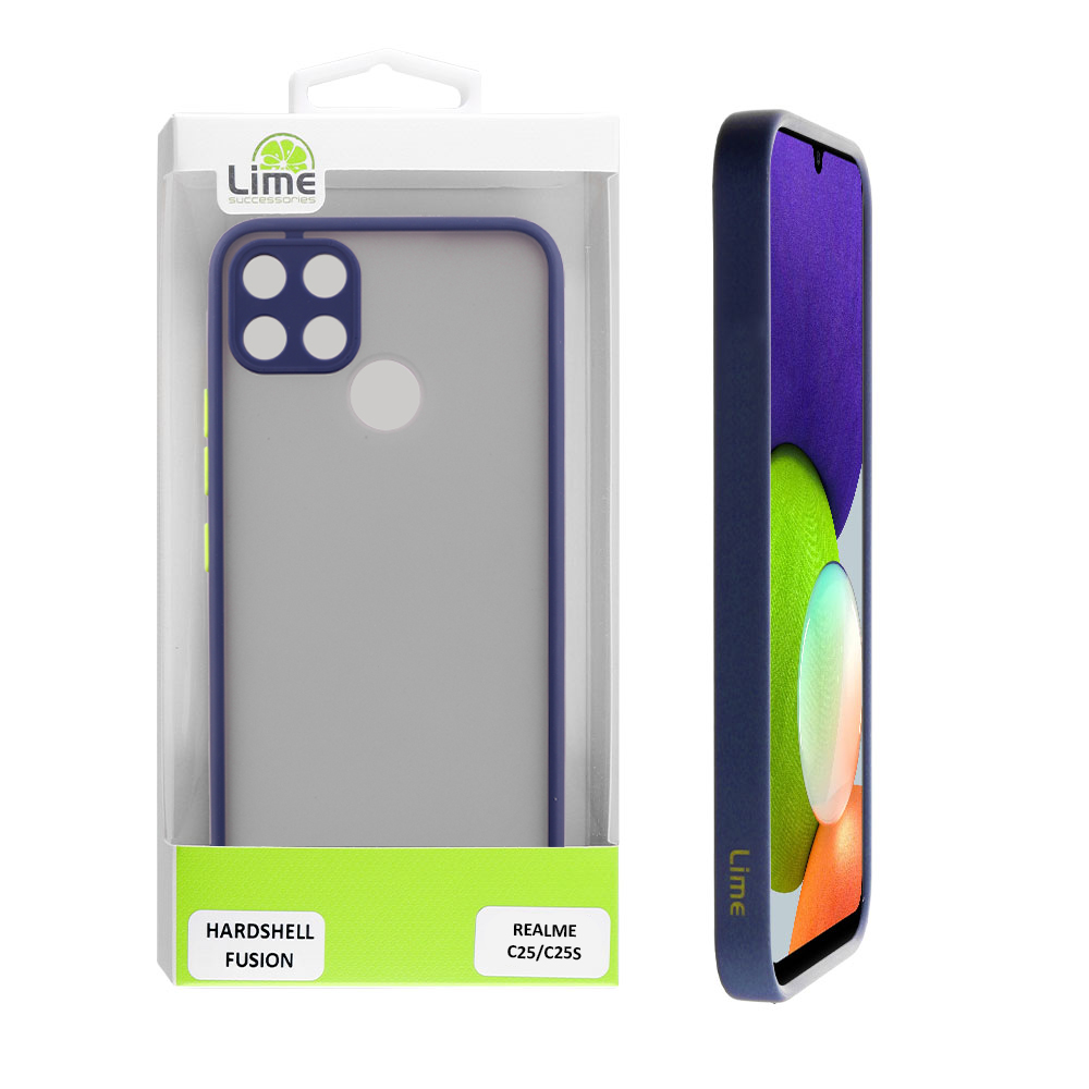 LIME ΘΗΚΗ REALME C25/C25S 6.5" HARDSHELL FUSION FULL CAMERA PROTECTION BLUE WITH YELLOW KEYS
