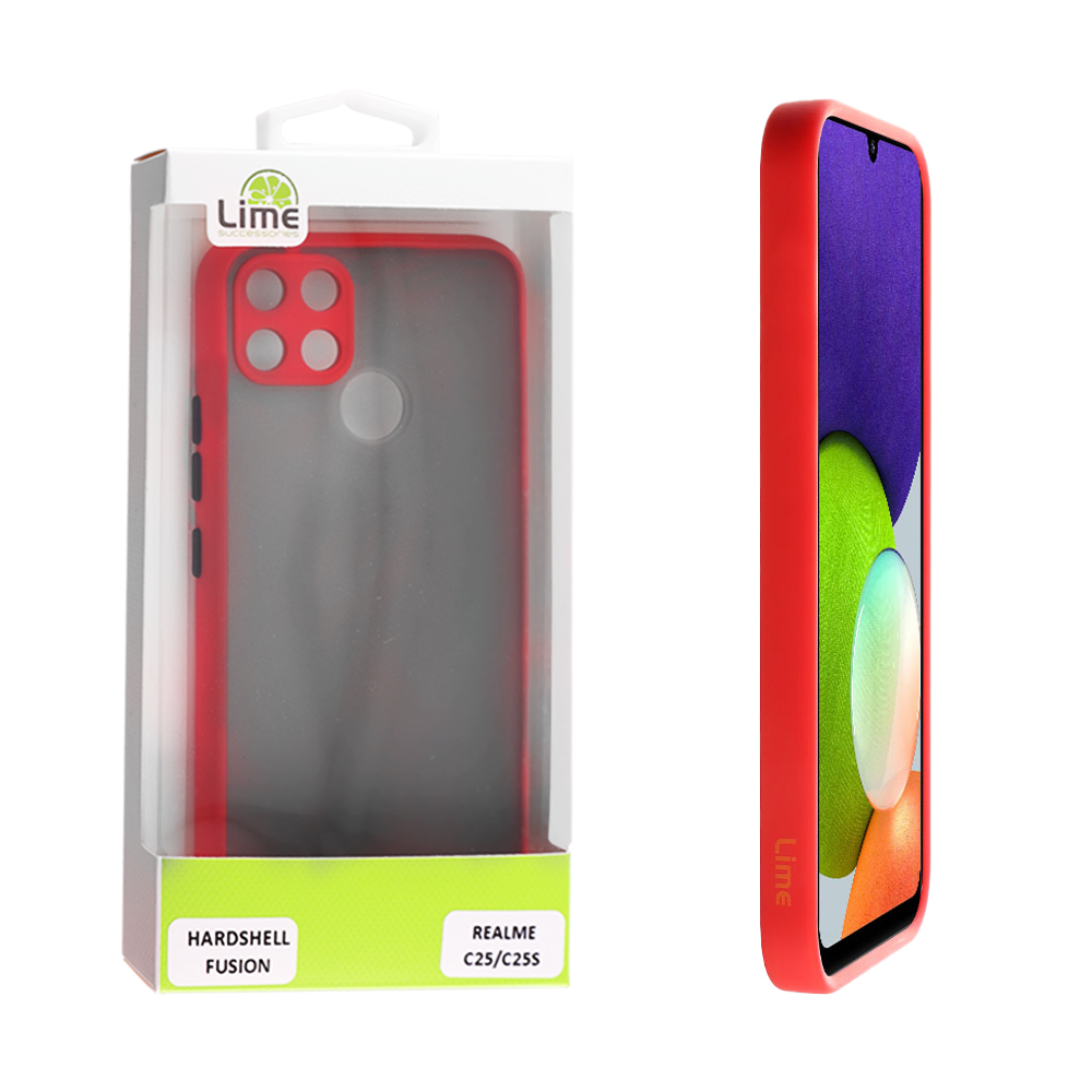 LIME ΘΗΚΗ REALME C25/C25S 6.5" HARDSHELL FUSION FULL CAMERA PROTECTION RED WITH BLACK KEYS
