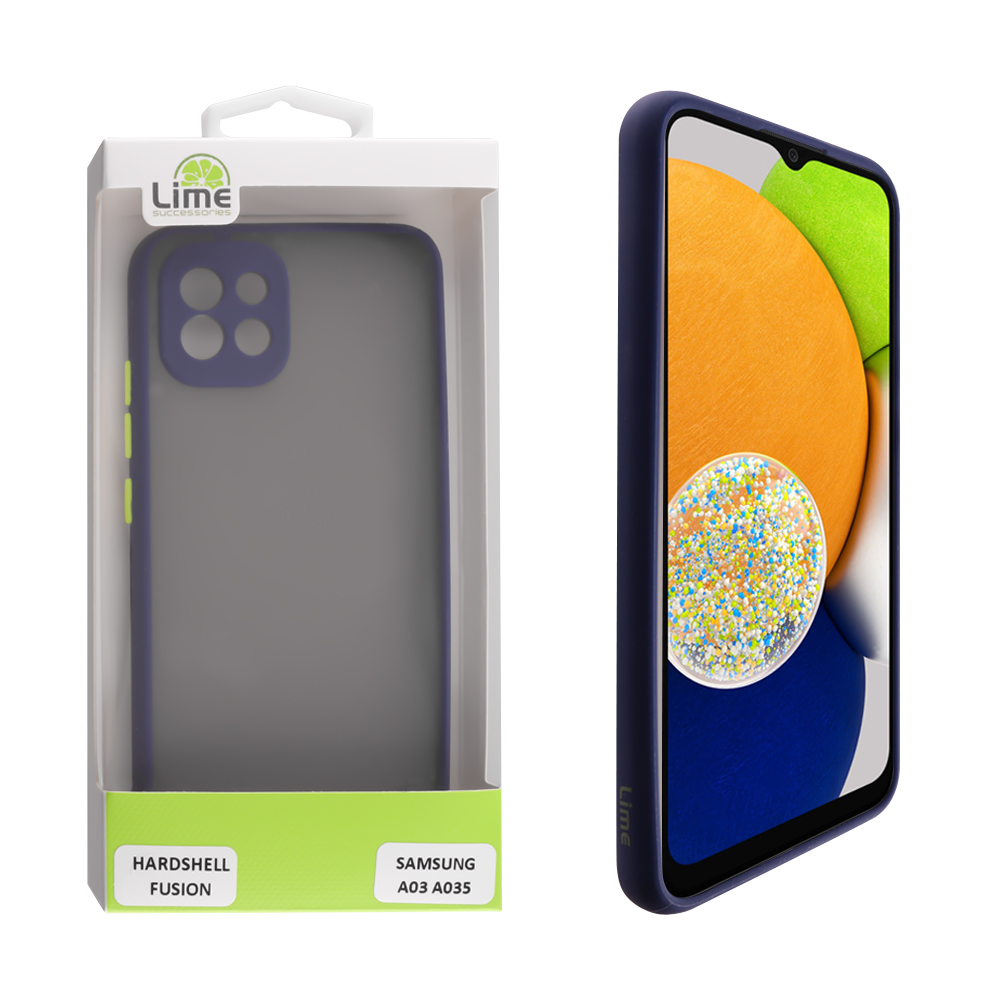 LIME ΘΗΚΗ SAMSUNG A03 A035 6.5" HARDSHELL FUSION FULL CAMERA PROTECTION BLUE WITH YELLOW KEYS