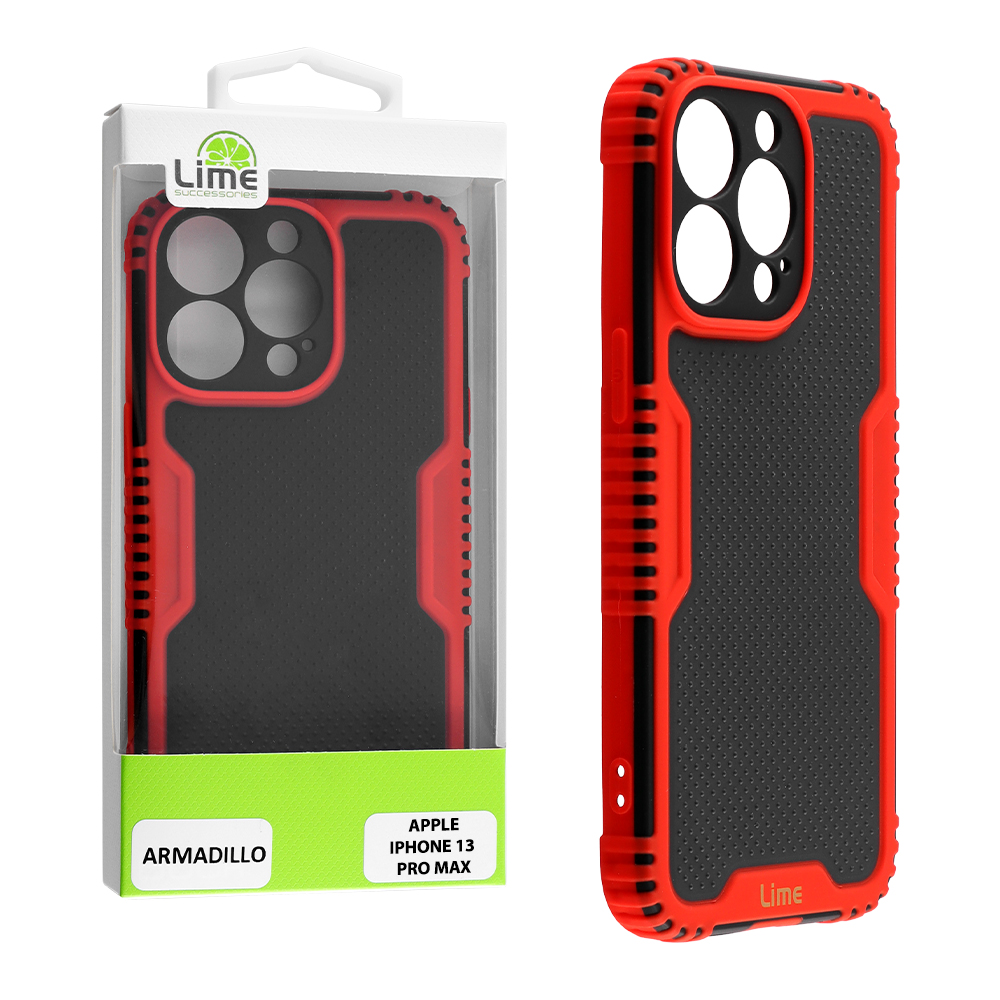 LIME ΘΗΚΗ IPHONE 13 PRO MAX 6.7" ARMADILLO FULL CAMERA PROTECTION RED