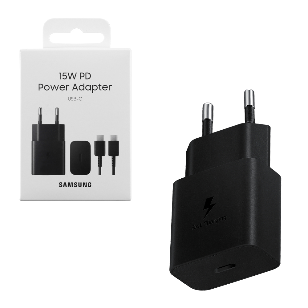 TRAVEL SAMSUNG EP-T1510XBEGEU TYPE C 5V 2A 15W FAST CHARGE+USB DATA TYPE C TO TYPE C BLACK PACKING OR