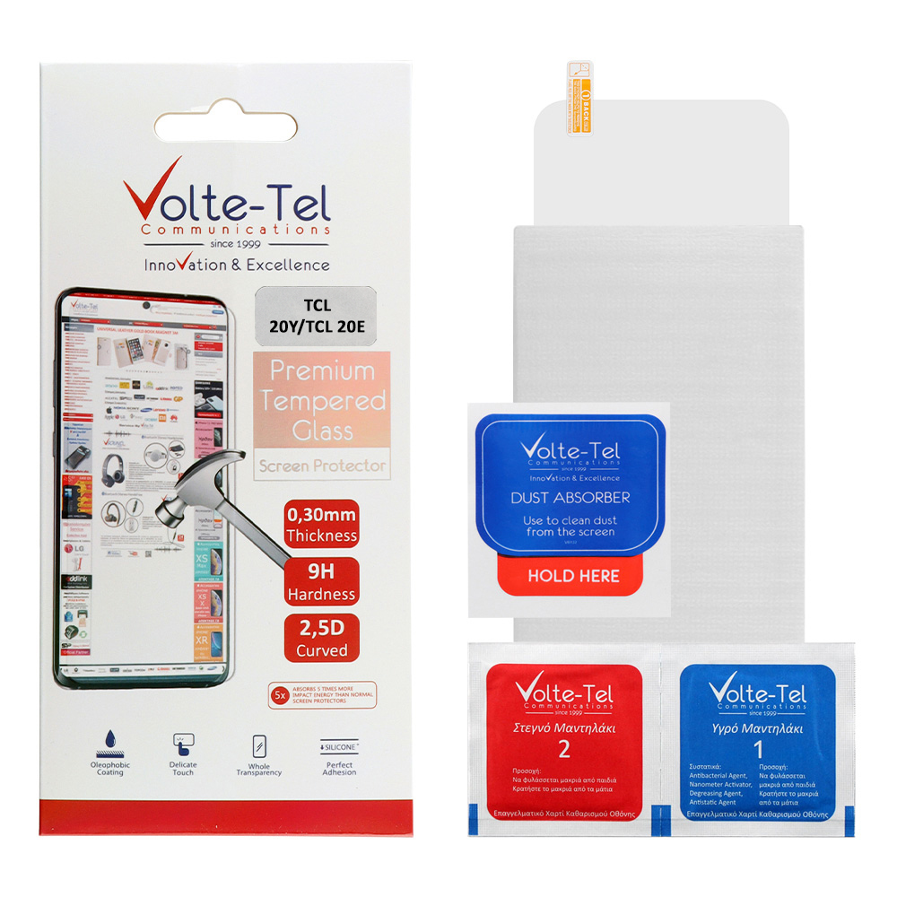VOLTE-TEL TEMPERED GLASS TCL 20Y/TCL 20E 6.52" 9H 0.30mm 2.5D FULL GLUE