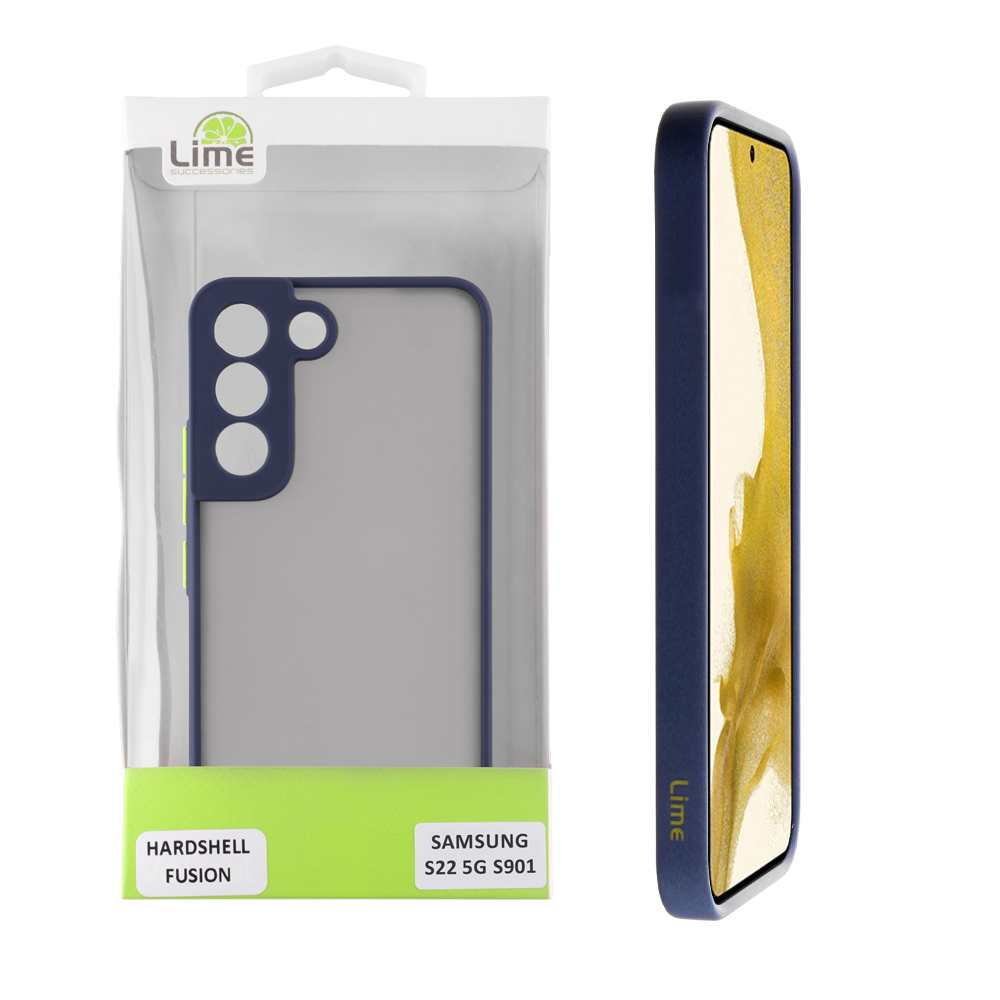 LIME ΘΗΚΗ SAMSUNG S22 5G S901 6.1" HARDSHELL FUSION FULL CAMERA PROTECTION BLUE WITH YELLOW KEYS