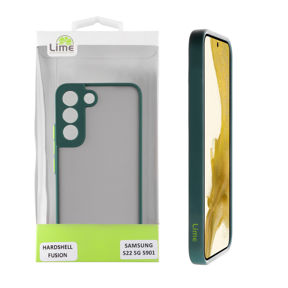LIME ΘΗΚΗ SAMSUNG S22 5G S901 6.1" HARDSHELL FUSION FULL CAMERA PROTECTION GREEN WITH YELLOW KEYS