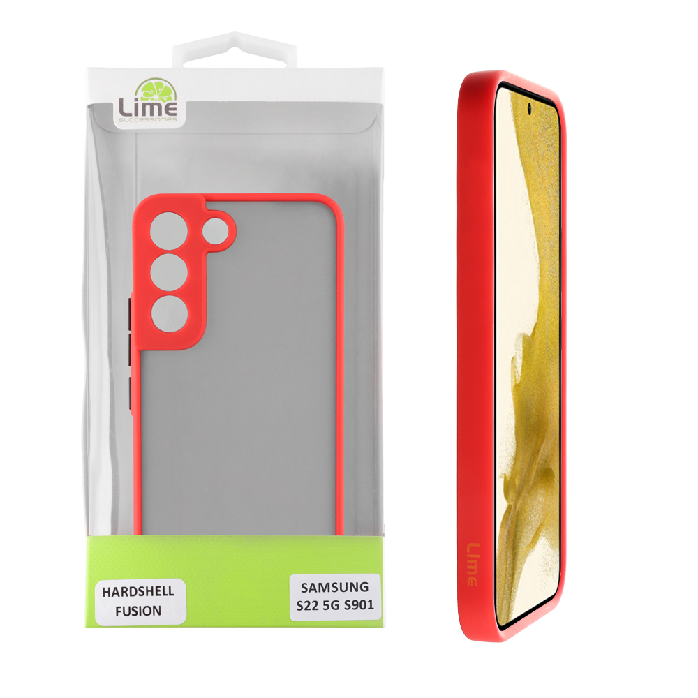 LIME ΘΗΚΗ SAMSUNG S22 5G S901 6.1" HARDSHELL FUSION FULL CAMERA PROTECTION RED WITH BLACK KEYS