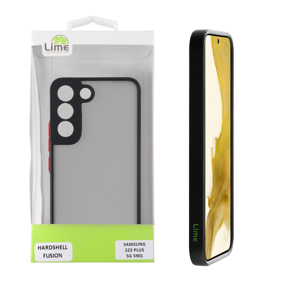 LIME ΘΗΚΗ SAMSUNG S22 PLUS 5G S906 6.6" HARDSHELL FUSION FULL CAMERA PROTECTION BLACK WITH RED KEYS
