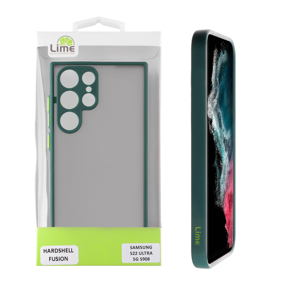 LIME ΘΗΚΗ SAMSUNG S22 ULTRA 5G S908 6.8" HARDSHELL FUSION FULL CAMERA PROTECTION GREEN WITH YELLOW KEYS