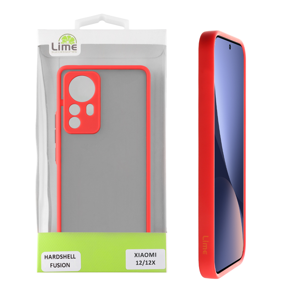 LIME ΘΗΚΗ XIAOMI 12/12X 6.28" HARDSHELL FUSION FULL CAMERA PROTECTION RED WITH BLACK KEYS