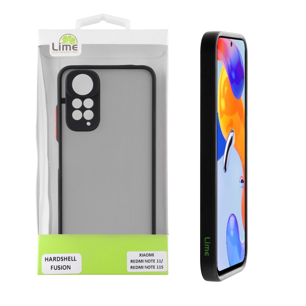 LIME ΘΗΚΗ XIAOMI REDMI NOTE 11/REDMI NOTE 11S 6.43" HARDSHELL FUSION FULL CAMERA PROTECTION BLACK WITH RED KEYS