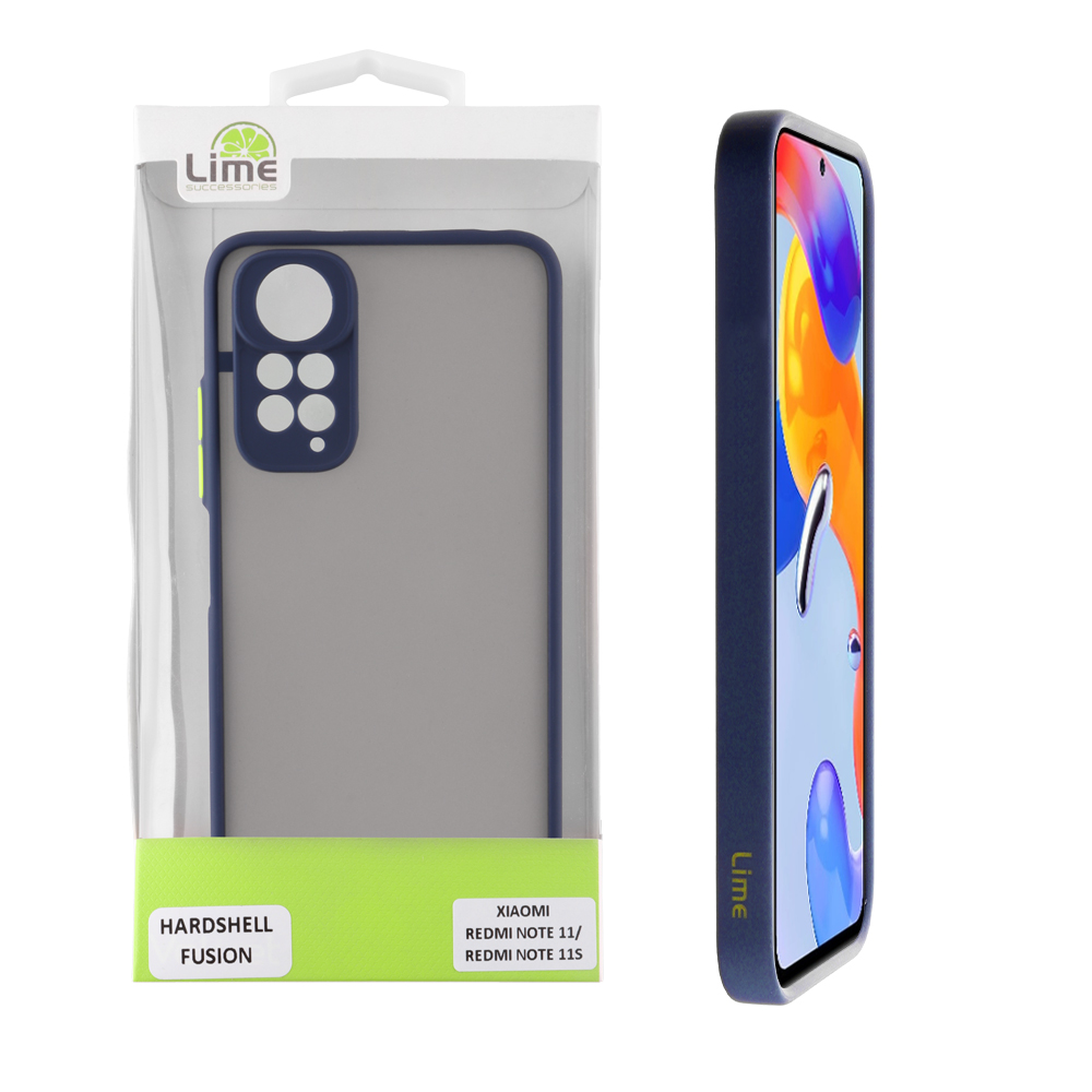 LIME ΘΗΚΗ XIAOMI REDMI NOTE 11/REDMI NOTE 11S 6.43" HARDSHELL FUSION FULL CAMERA PROTECTION BLUE WITH YELLOW KEYS