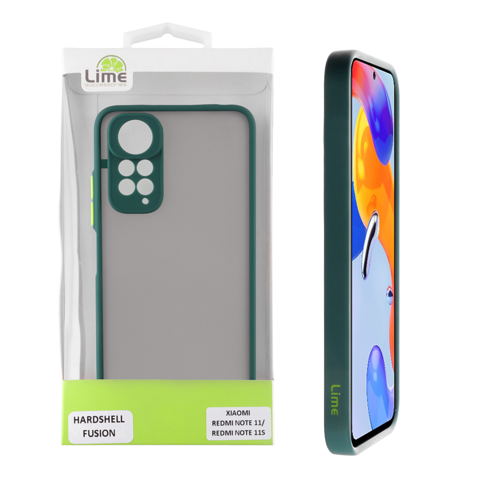 LIME ΘΗΚΗ XIAOMI REDMI NOTE 11/REDMI NOTE 11S 6.43" HARDSHELL FUSION FULL CAMERA PROTECTION GREEN WITH YELLOW KEYS