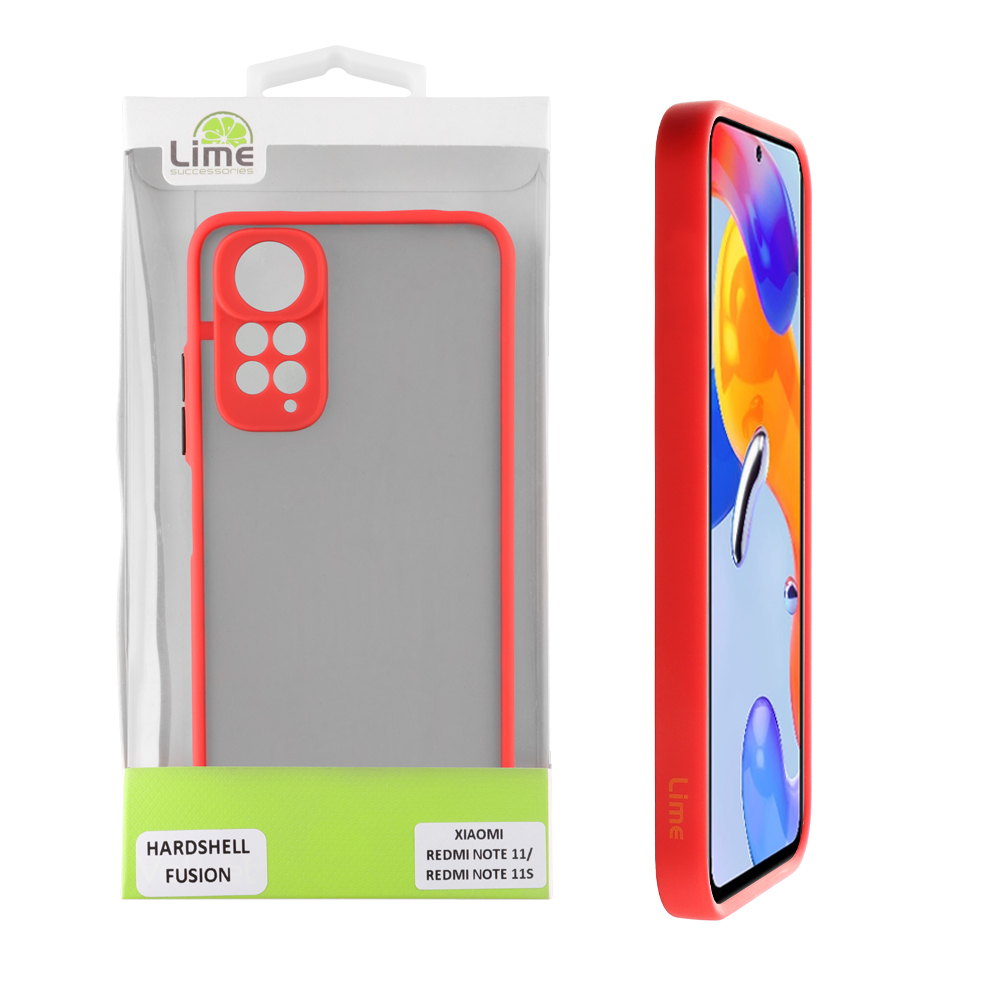 LIME ΘΗΚΗ XIAOMI REDMI NOTE 11/REDMI NOTE 11S 6.43" HARDSHELL FUSION FULL CAMERA PROTECTION RED WITH BLACK KEYS