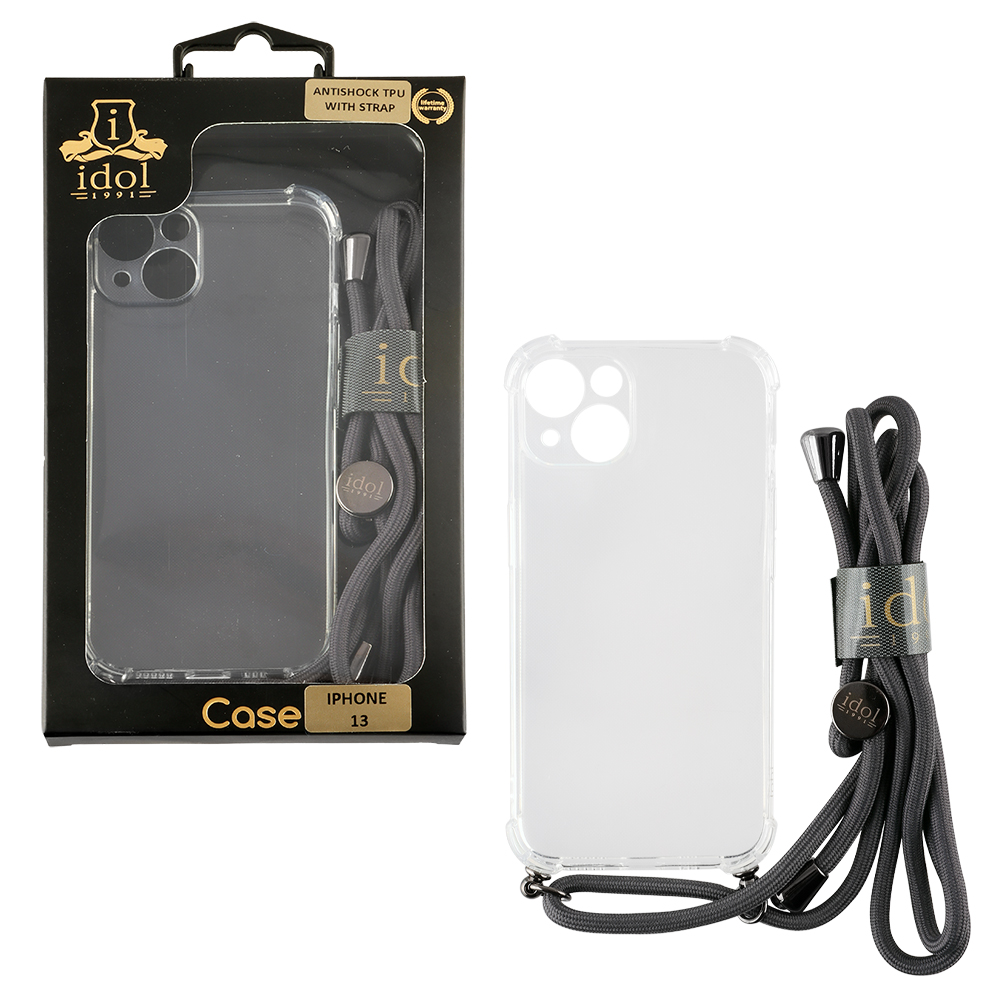 IDOL 1991 ΘΗΚΗ IPHONE 13 6.1" ANTISHOCK AIR TPU WITH STRAP FULL CAMERA PROTECTION ΔΙΑΦΑΝΗ