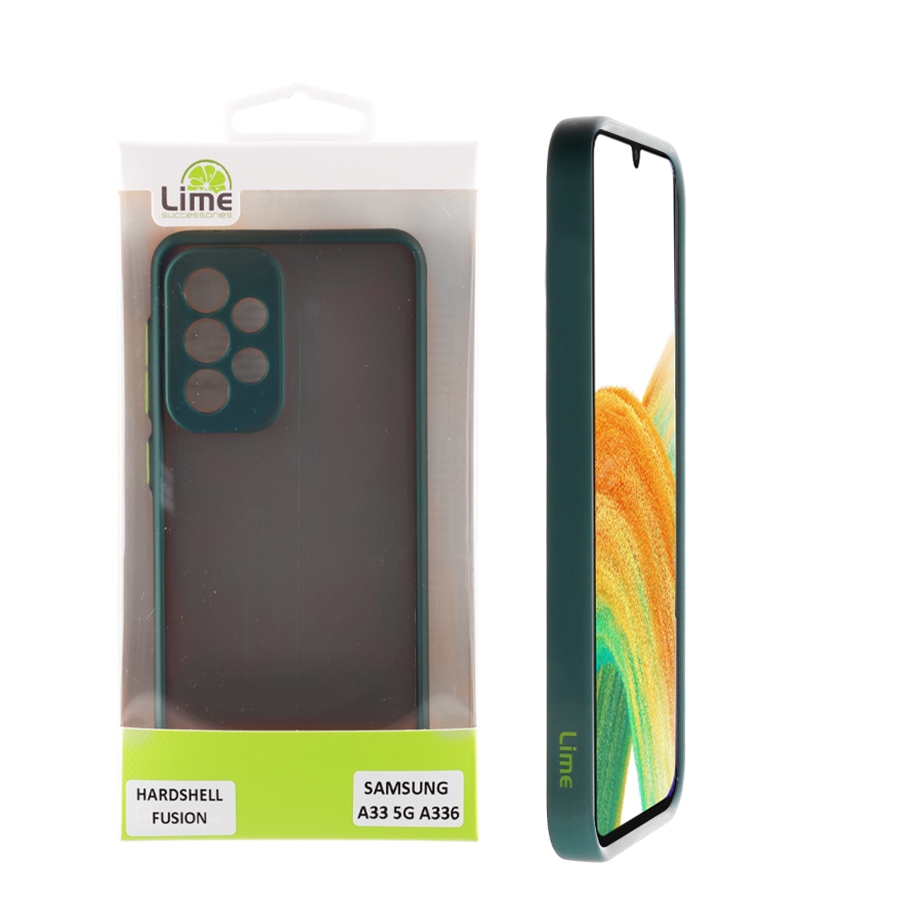 LIME ΘΗΚΗ SAMSUNG A33 5G A336 6.4" HARDSHELL FUSION FULL CAMERA PROTECTION GREEN WITH YELLOW KEYS