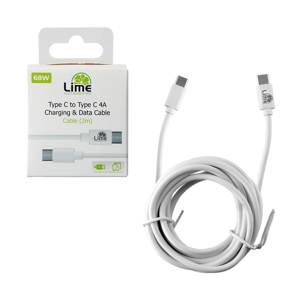 LIME USB-C TYPE C TO USB-C TYPE C 4.0A ΦΟΡΤΙΣΗΣ-DATA 2m LCC02 WHITE