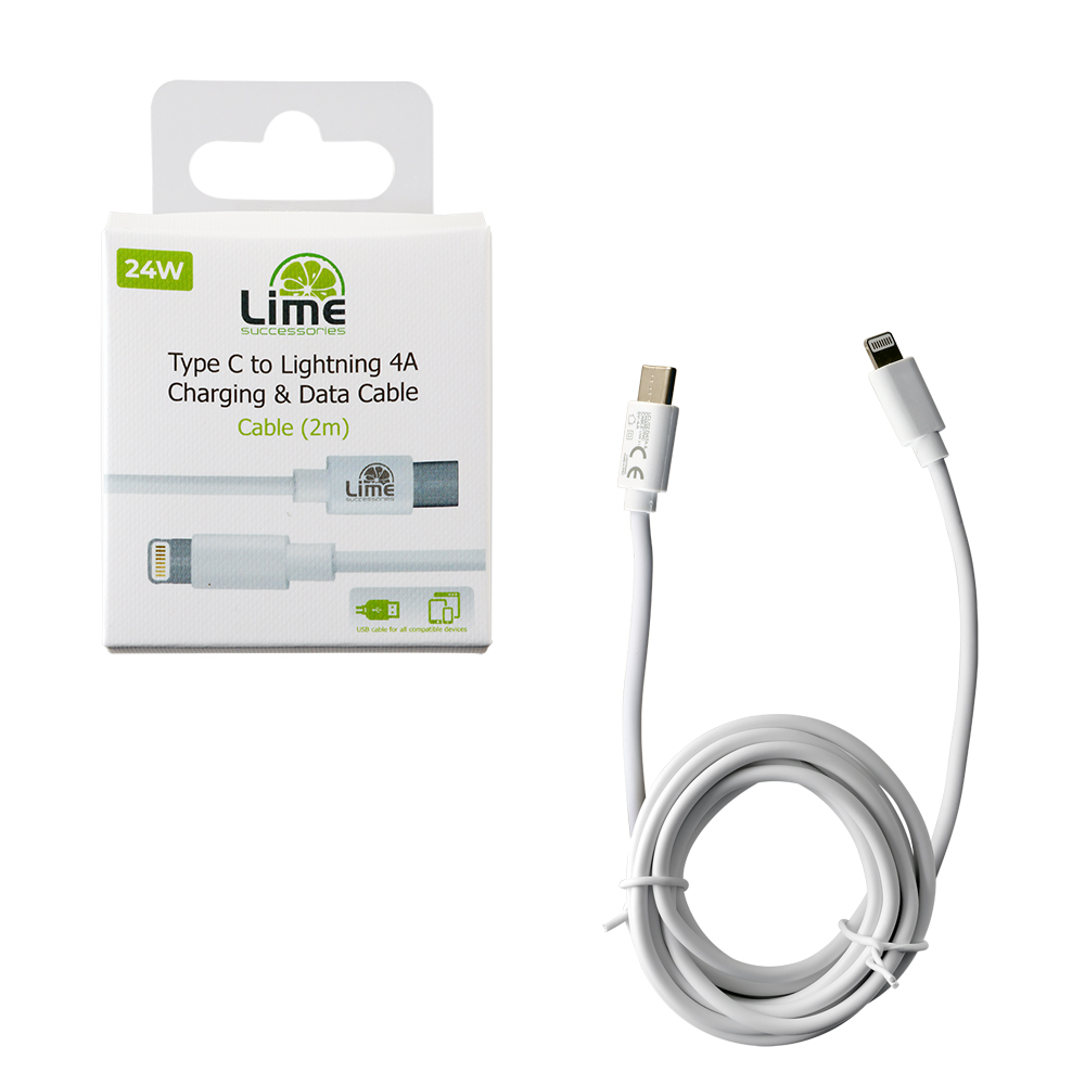 LIME USB-C TYPE C TO LIGHTNING 4.0A ΦΟΡΤΙΣΗΣ-DATA 2m LCL02 WHITE
