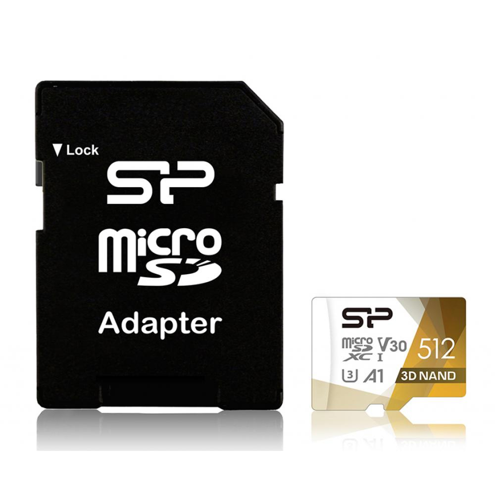 SILICON POWER micro SDHC 512GB CLASS 10 UHS-1 U3 V30 SUPERIOR PRO +SD ADAPTOR SP512GBSTXDU3V20AB