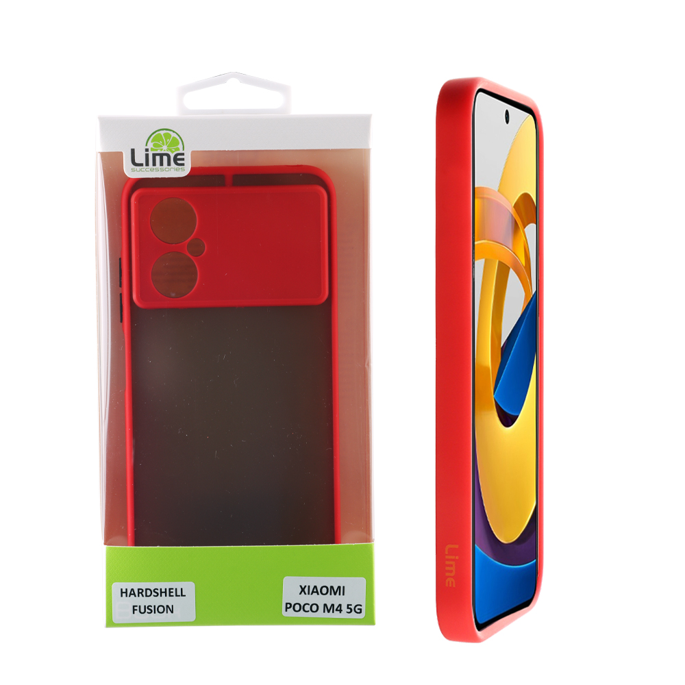 LIME ΘΗΚΗ XIAOMI POCO M4 5G 6.58" HARDSHELL FUSION FULL CAMERA PROTECTION RED WITH BLACK KEYS
