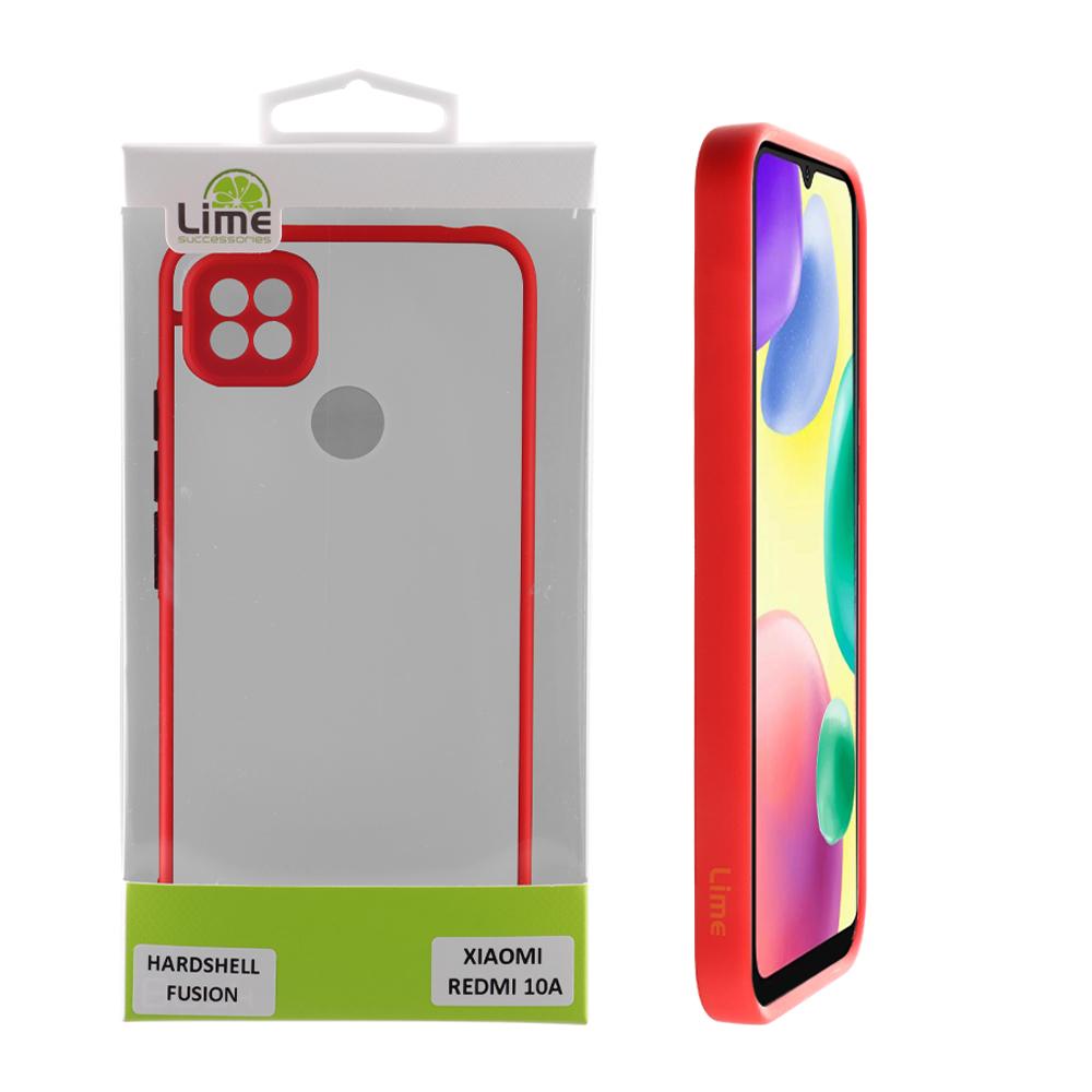LIME ΘΗΚΗ XIAOMI REDMI 10A 6.53" HARDSHELL FUSION FULL CAMERA PROTECTION BLACK WITH RED KEYS