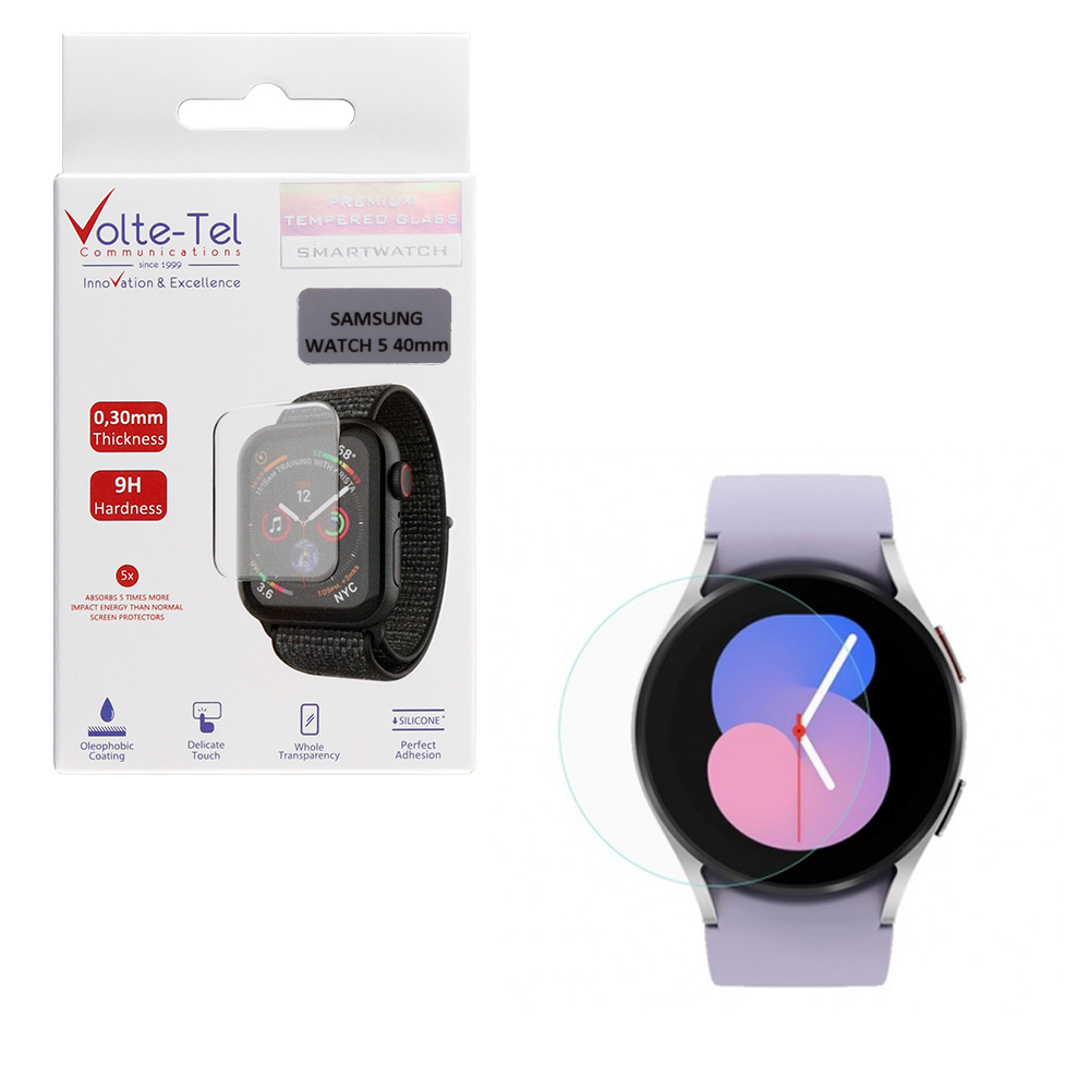 VOLTE-TEL TEMPERED GLASS SAMSUNG WATCH 5 40mm R900/R905 1.20" 9H 0.30mm 2.5D FULL GLUE FULL COVER