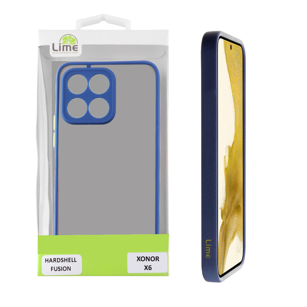 LIME ΘΗΚΗ HONOR X6 6.5" HARDSHELL FUSION FULL CAMERA PROTECTION BLUE WITH YELLOW KEYS