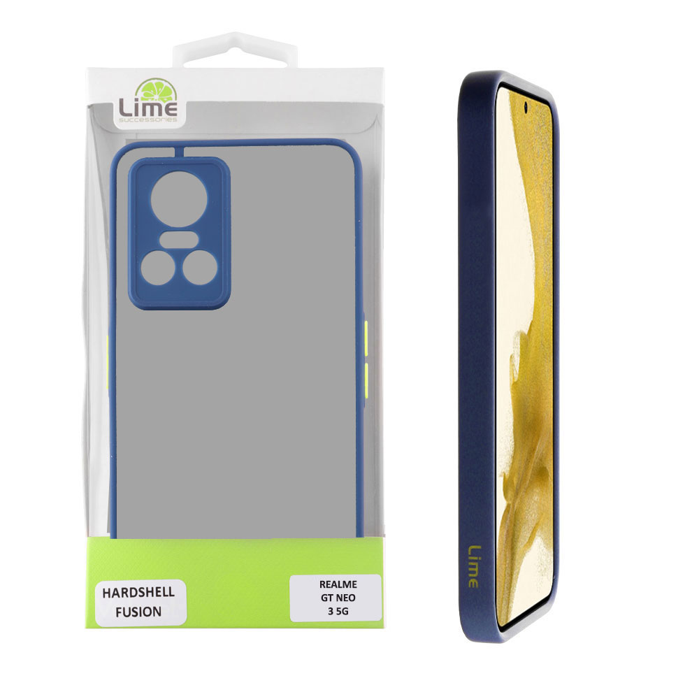 LIME ΘΗΚΗ REALME GT NEO 3 5G 6.7" HARDSHELL FUSION FULL CAMERA PROTECTION BLUE WITH YELLOW KEYS