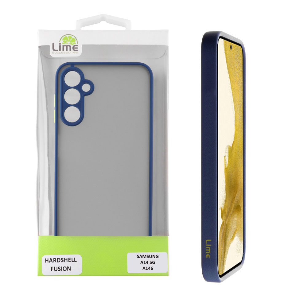 LIME ΘΗΚΗ SAMSUNG A14 4G A145/A14 5G A146 6.6" HARDSHELL FUSION FULL CAMERA PROTECTION BLUE WITH YELLOW KEYS