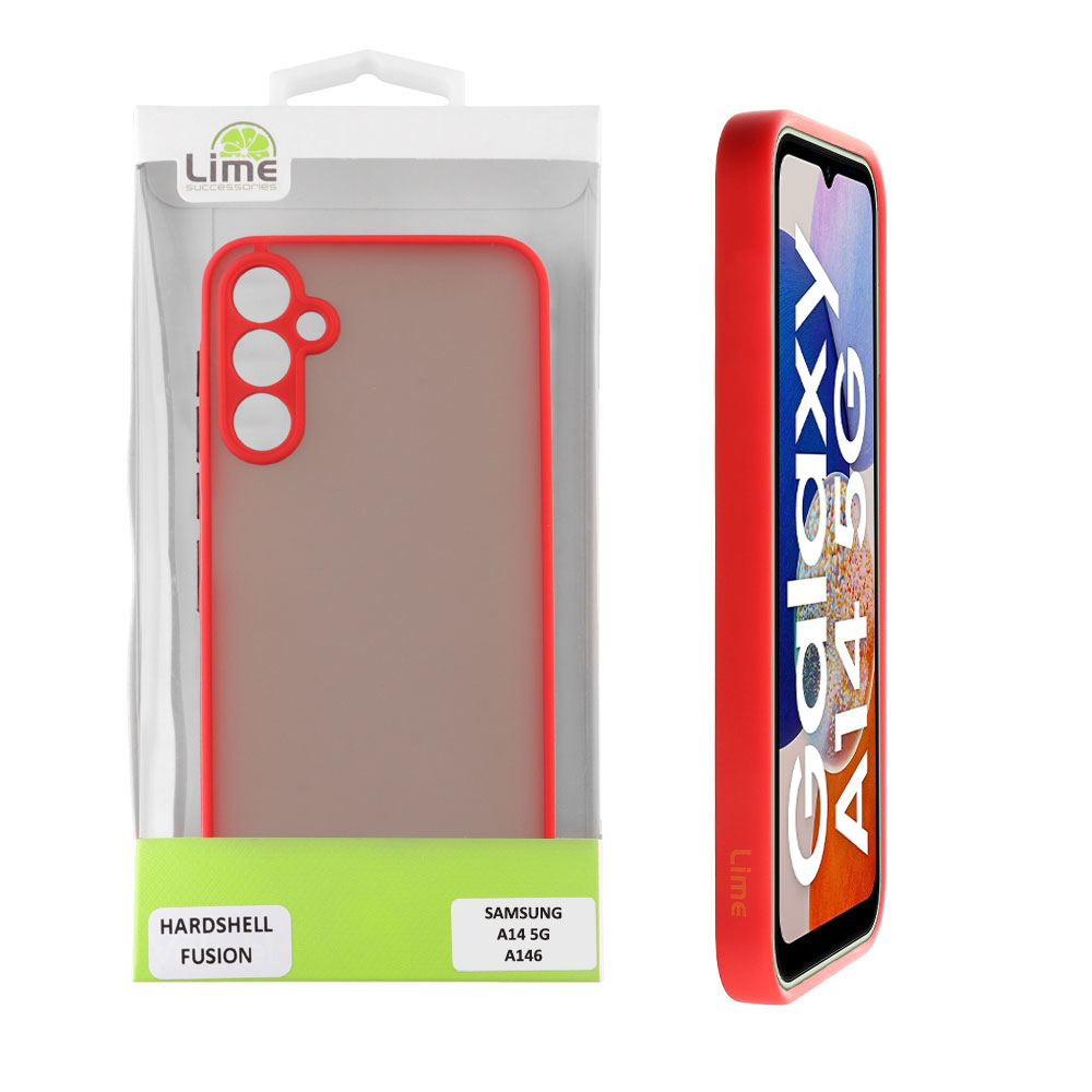 LIME ΘΗΚΗ SAMSUNG A14 4G A145/A14 5G A146 6.6" HARDSHELL FUSION FULL CAMERA PROTECTION RED WITH BLACK KEYS