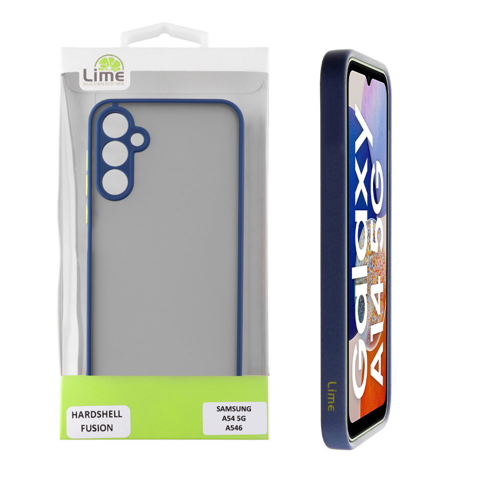 LIME ΘΗΚΗ SAMSUNG A54 5G A546 6.4" HARDSHELL FUSION FULL CAMERA PROTECTION BLUE WITH YELLOW KEYS