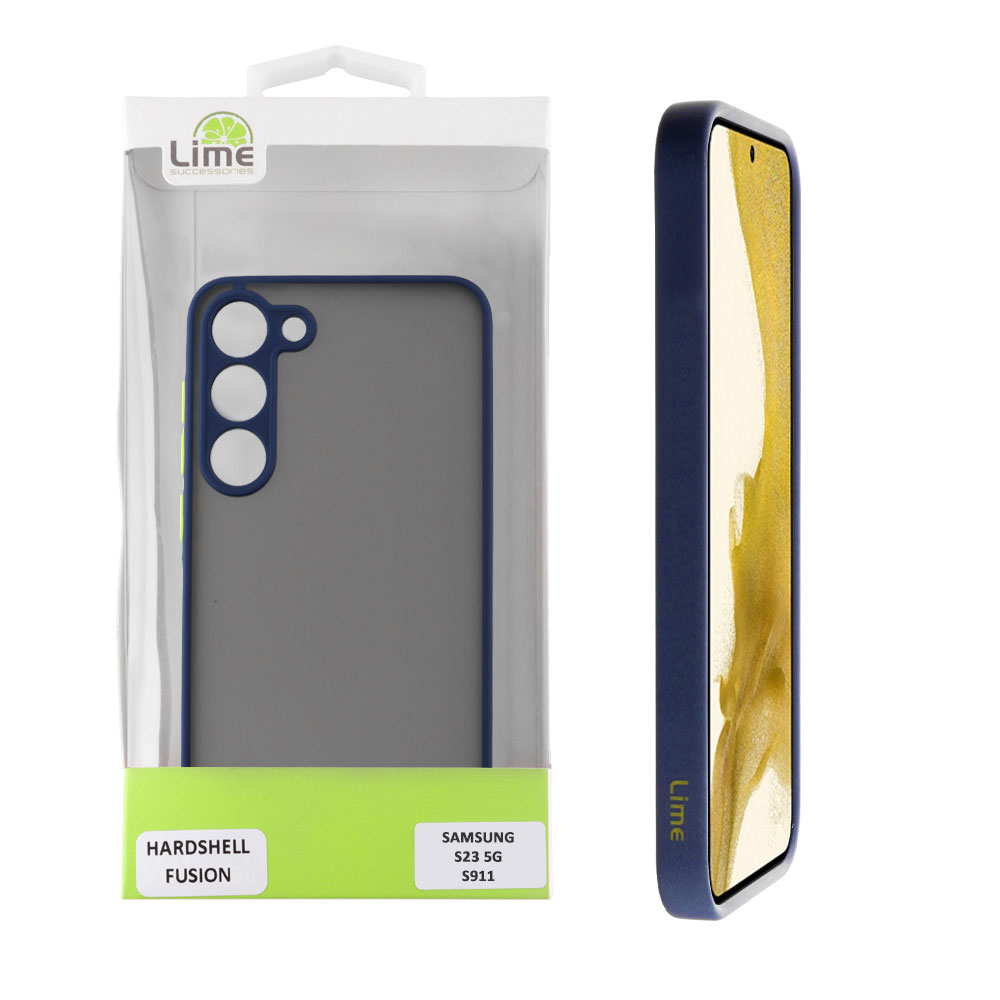 LIME ΘΗΚΗ SAMSUNG S23 5G S911 6.1" HARDSHELL FUSION FULL CAMERA PROTECTION BLUE WITH YELLOW KEYS