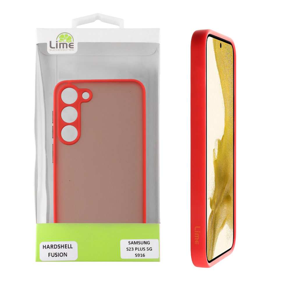 LIME ΘΗΚΗ SAMSUNG S23 5G S911 6.1" HARDSHELL FUSION FULL CAMERA PROTECTION RED WITH BLACK KEYS
