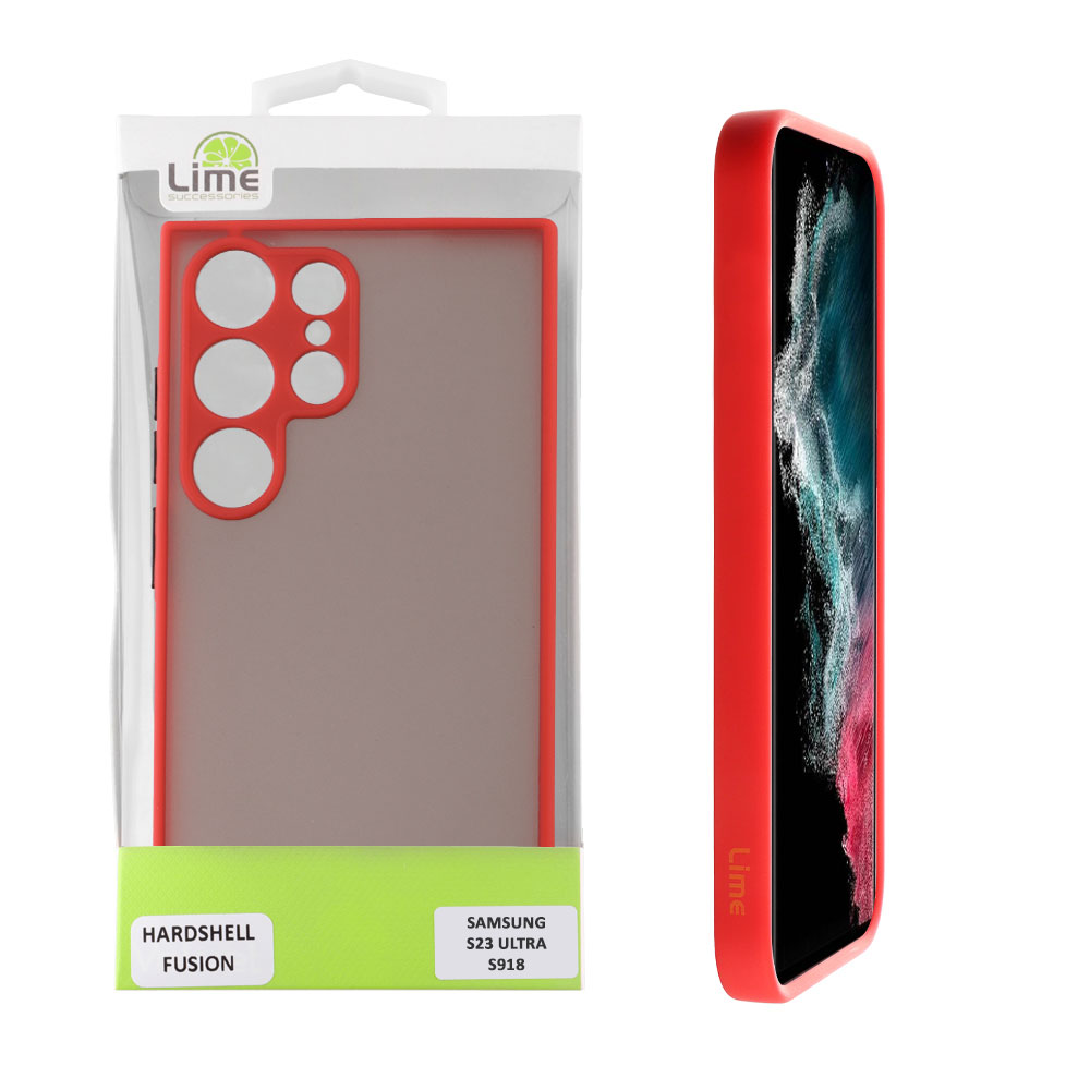 LIME ΘΗΚΗ SAMSUNG S23 ULTRA 5G S918 6.8" HARDSHELL FUSION FULL CAMERA PROTECTION RED WITH BLACK KEYS