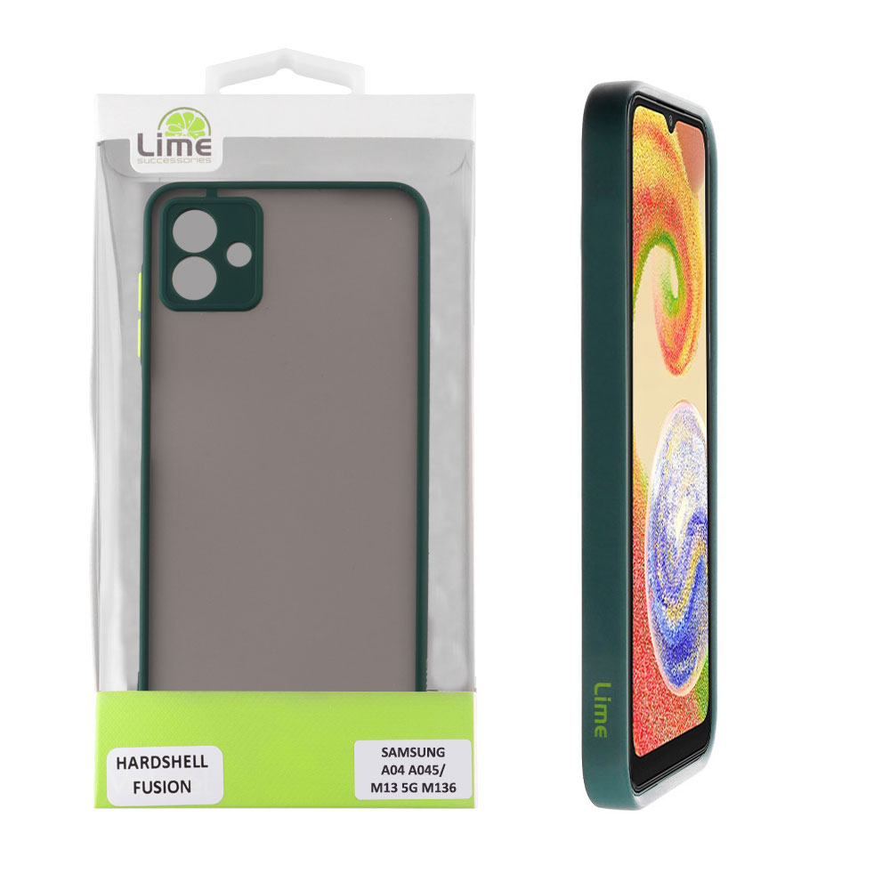 LIME ΘΗΚΗ SAMSUNG A04 A045/M13 5G M136 6.5" HARDSHELL FUSION FULL CAMERA PROTECTION GREEN WITH YELLOW KEYS