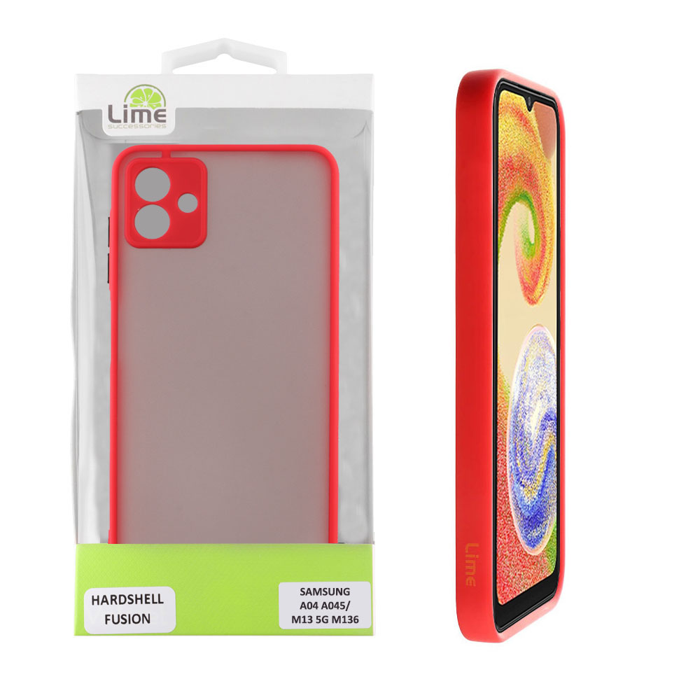 LIME ΘΗΚΗ SAMSUNG A04 A045/M13 5G M136 6.5" HARDSHELL FUSION FULL CAMERA PROTECTION RED WITH BLACK KEYS