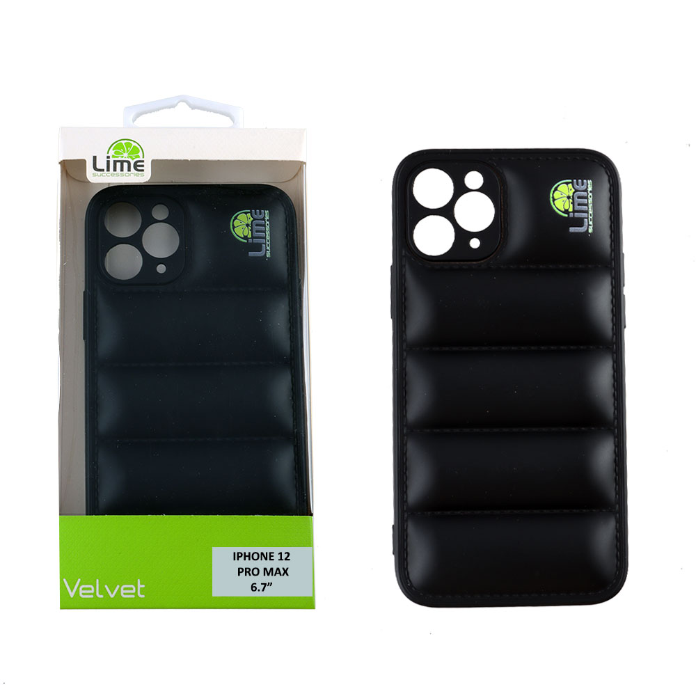 LIME ΘΗΚΗ IPHONE 12 PRO MAX 6.7" BUMPY PUFFER TPU FULL CAMERA PROTECTION BLACK