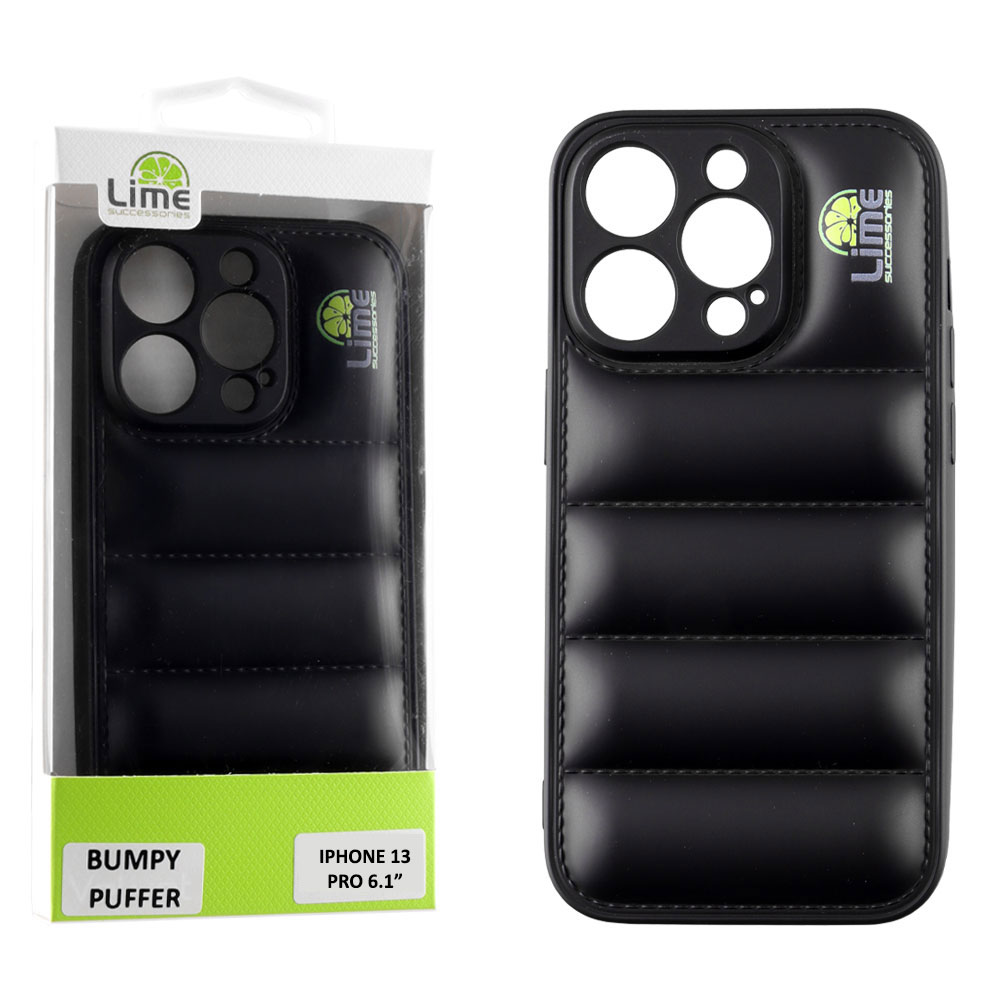 LIME ΘΗΚΗ IPHONE 13 PRO 6.1" BUMPY PUFFER TPU FULL CAMERA PROTECTION BLACK