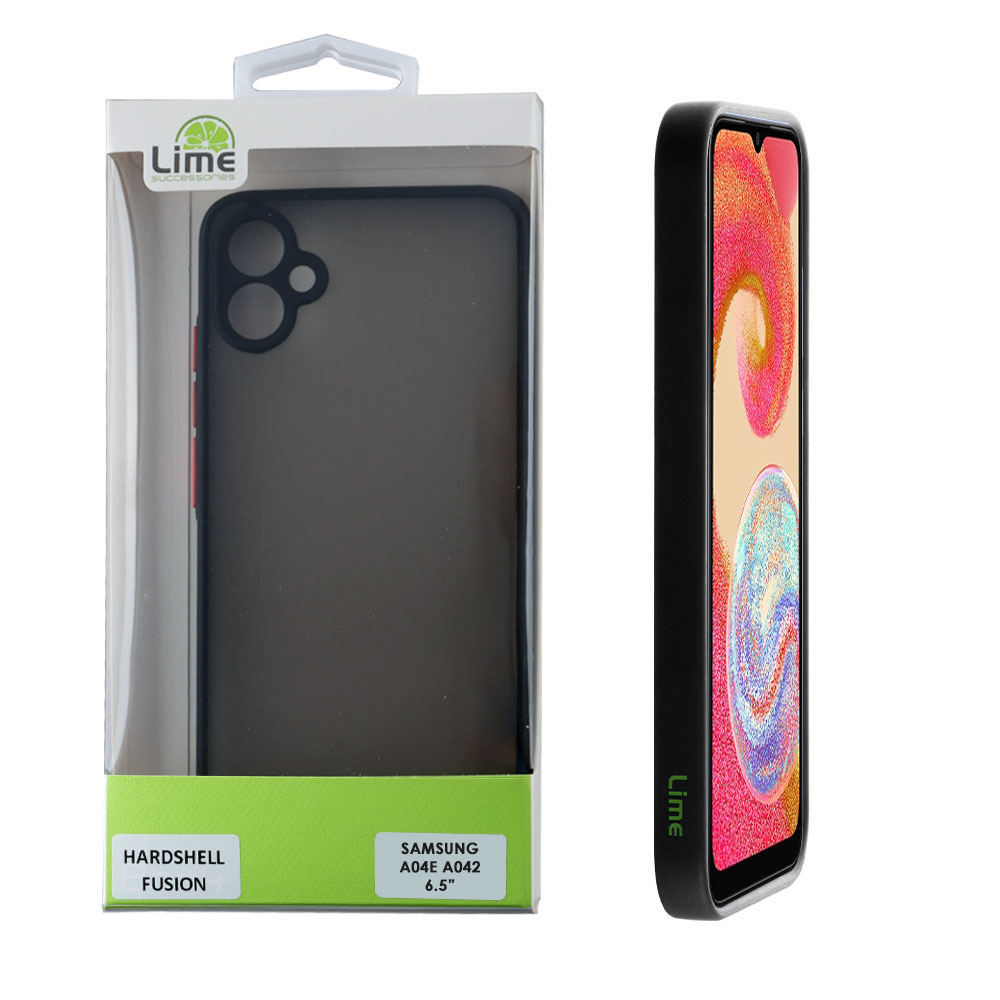 LIME ΘΗΚΗ SAMSUNG A04e A042 6.5" HARDSHELL FUSION FULL CAMERA PROTECTION BLACK WITH RED KEYS