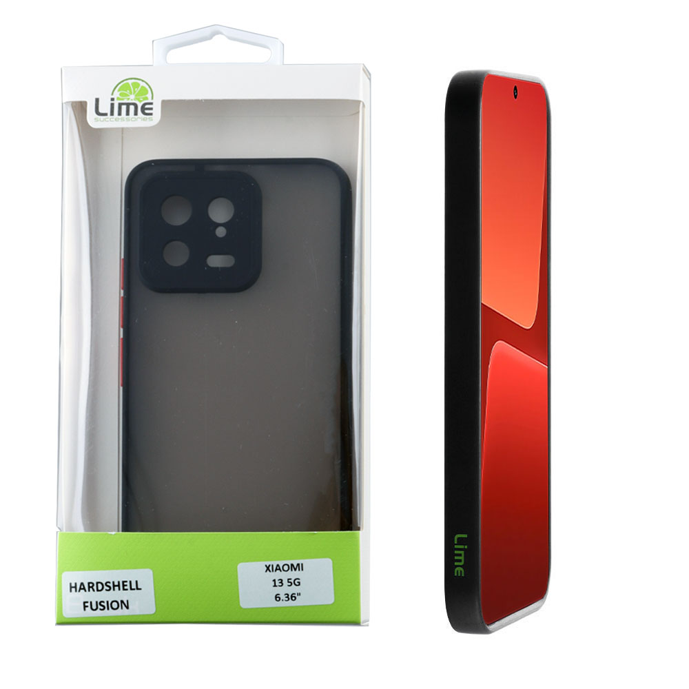 LIME ΘΗΚΗ XIAOMI 13 5G 6.36" HARDSHELL FUSION FULL CAMERA PROTECTION BLACK WITH RED KEYS