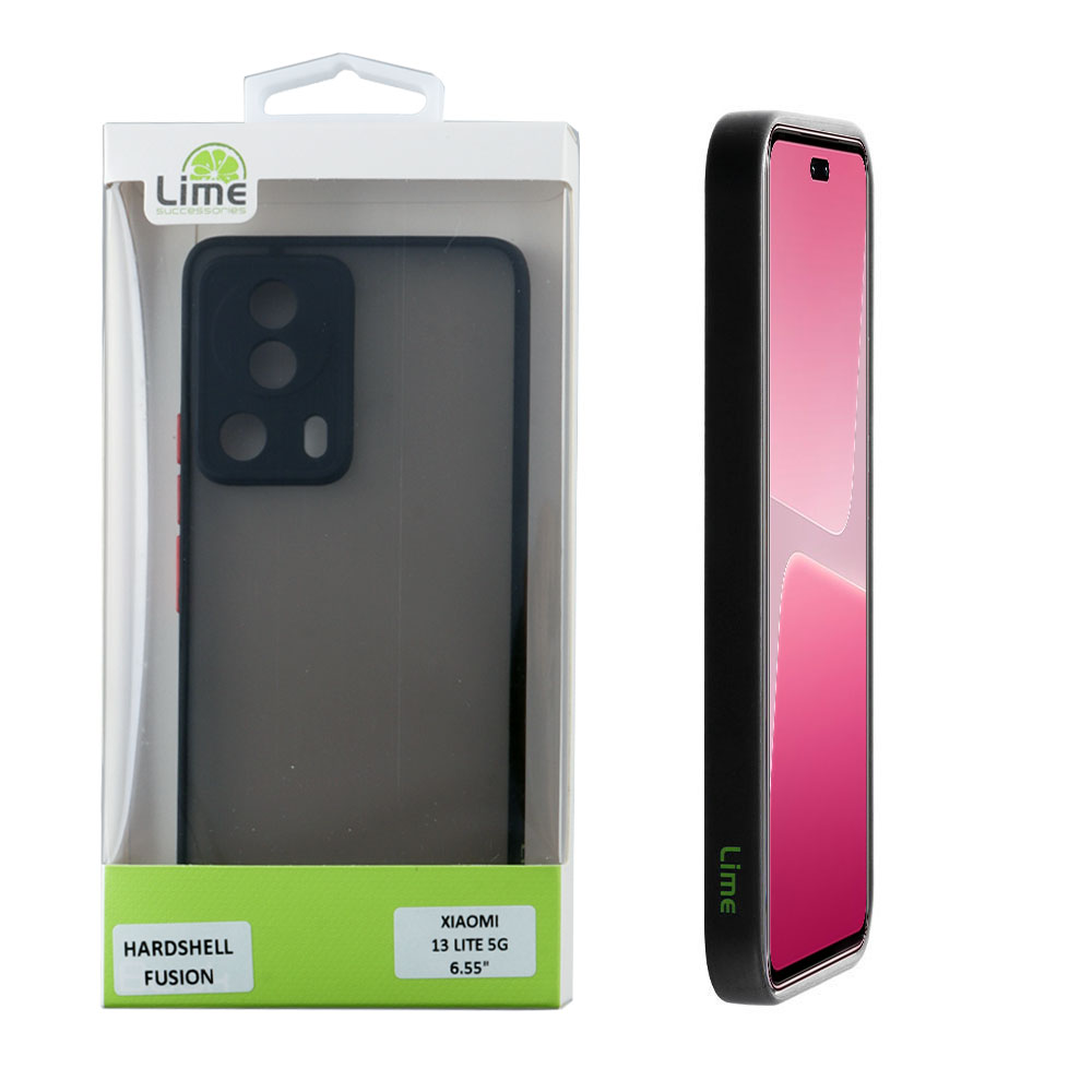 LIME ΘΗΚΗ XIAOMI 13 LITE 5G 6.55" HARDSHELL FUSION FULL CAMERA PROTECTION BLACK WITH RED KEYS