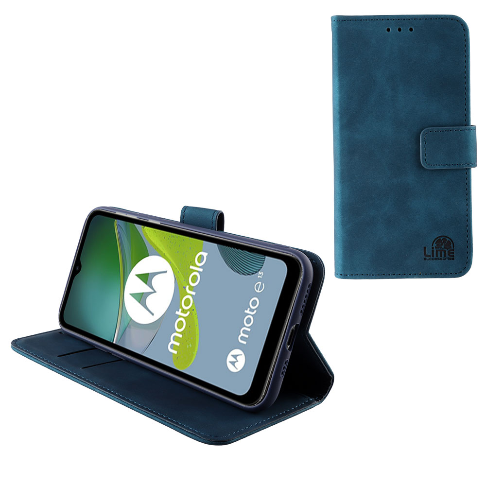 LIME ΘΗΚΗ MOTOROLA MOTO E13 6.5" ESSENTIAL MAGNET BOOK STAND CLIP DARK BLUE