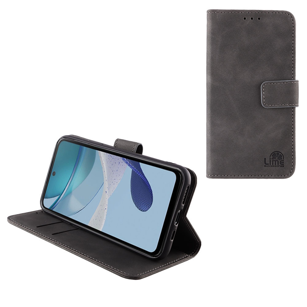 LIME ΘΗΚΗ MOTOROLA MOTO G53 5G/ G13 4G/ G23 4G 6.5" ESSENTIAL MAGNET BOOK STAND CLIP GREY