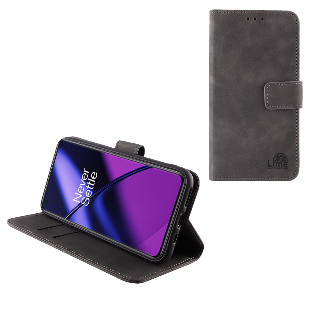 LIME ΘΗΚΗ ONEPLUS NORD CE 2 LITE 5G 6.59" ESSENTIAL MAGNET BOOK STAND CLIP GREY
