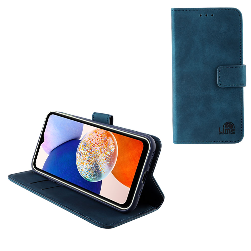 LIME ΘΗΚΗ SAMSUNG A14 4G A145/A14 5G A146 6.6" ESSENTIAL MAGNET BOOK STAND CLIP DARK BLUE