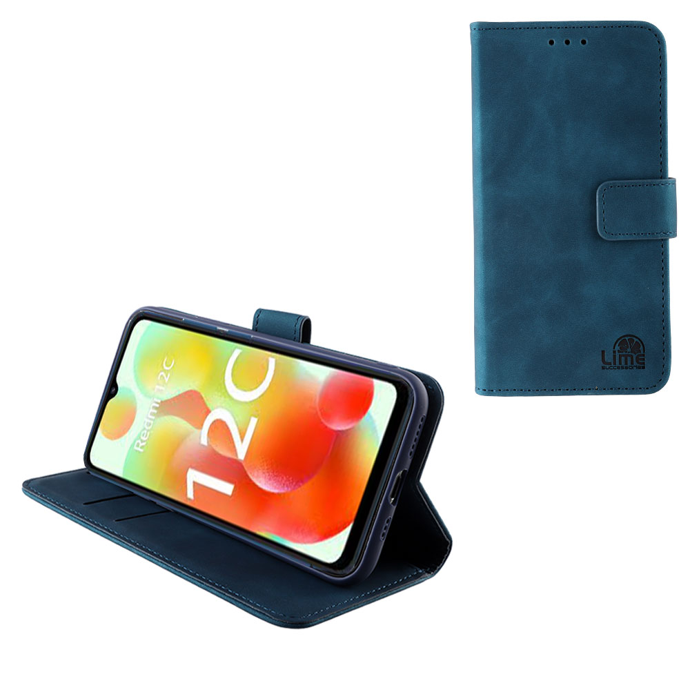 LIME ΘΗΚΗ XIAOMI REDMI 12C 6.71" ESSENTIAL MAGNET BOOK STAND CLIP DARK BLUE